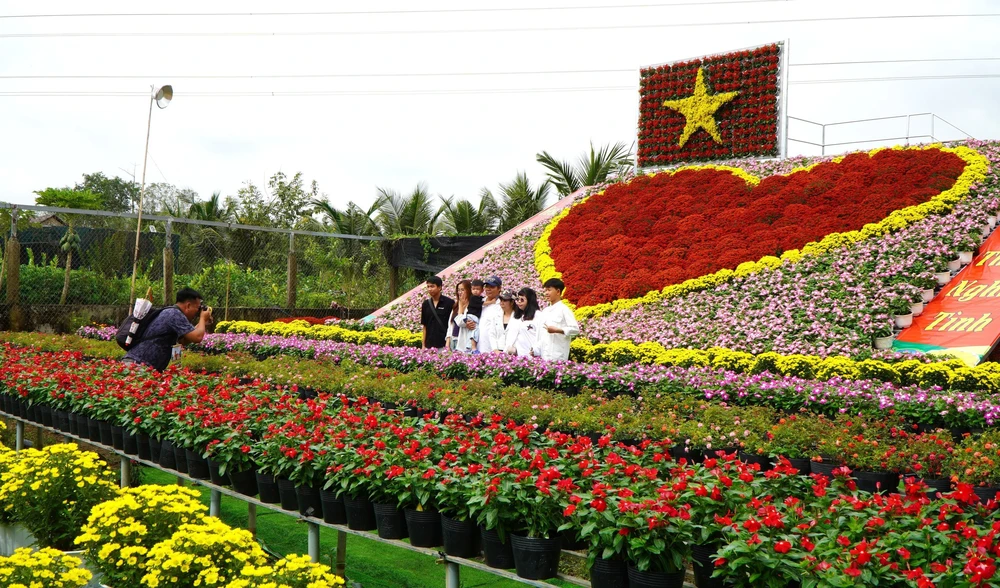 "Trái tim" khổng lồ làm từ 1.600 chậu hoa tươi ở Làng hoa Sa Đéc (Đồng Tháp) - Ảnh 3.