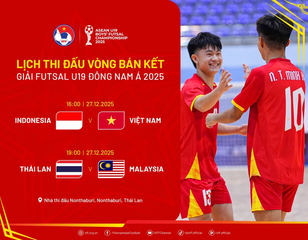 Lịch thi đấu bóng đá hôm nay 27/12: Trực tiếp Việt Nam vs Indonesia, bán kết futsal U19 Đông Nam Á - Ảnh 1.