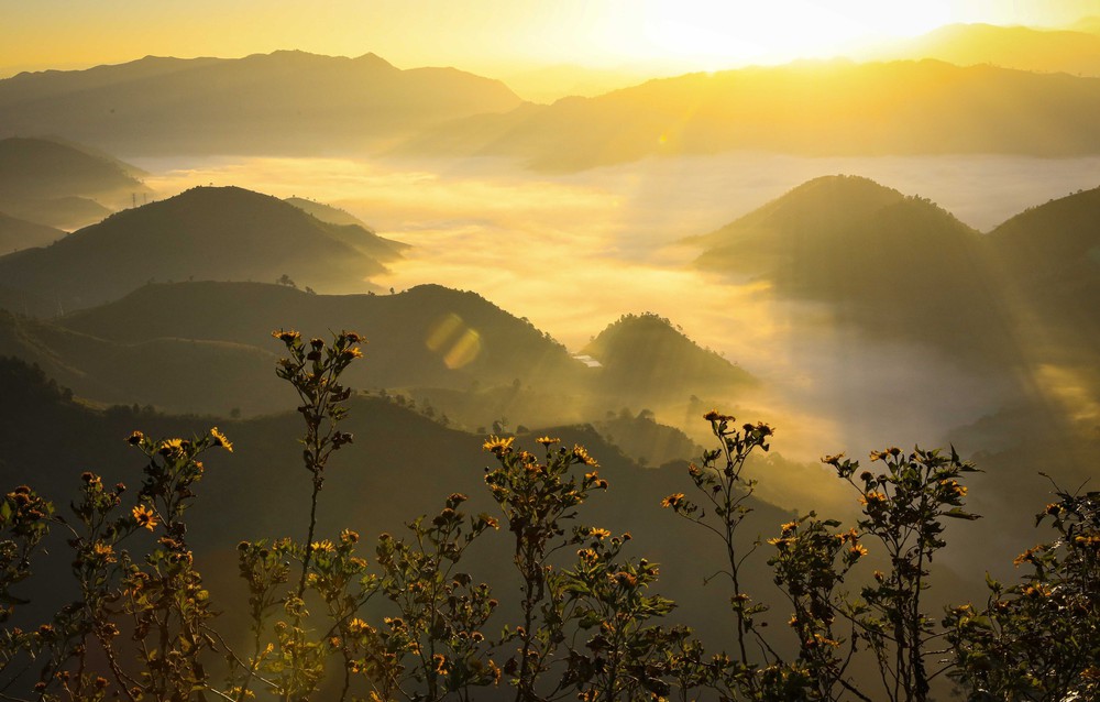 Bình minh giữa biển mây trên đèo Keo Lôm (Điện Biên) - Ảnh 3.