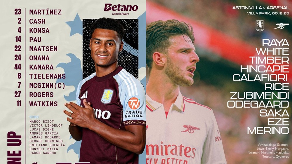 TRỰC TIẾP bóng đá Aston Villa vs Arsenal: Saka, Odegaard đá chính - Ảnh 2. TRỰC TIẾP bóng đá Aston Villa vs Arsenal: Saka, Odegaard đá chính - Ảnh 2.