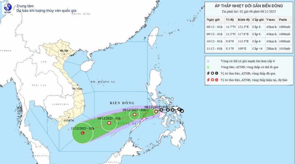 Áp thấp nhiệt đới hướng về phía Đông Nam khu vực giữa biển Đông - Ảnh 1. Áp thấp nhiệt đới hướng về phía Đông Nam khu vực giữa biển Đông - Ảnh 1.