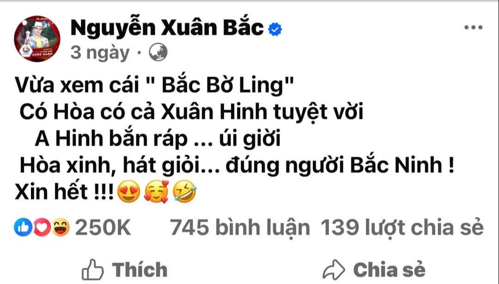 Xuân Bắc làm thơ khen 'Bắc BLing' hết nấc, 'phú ông' Tự Long khen SOOBIN hết lời  - Ảnh 1.