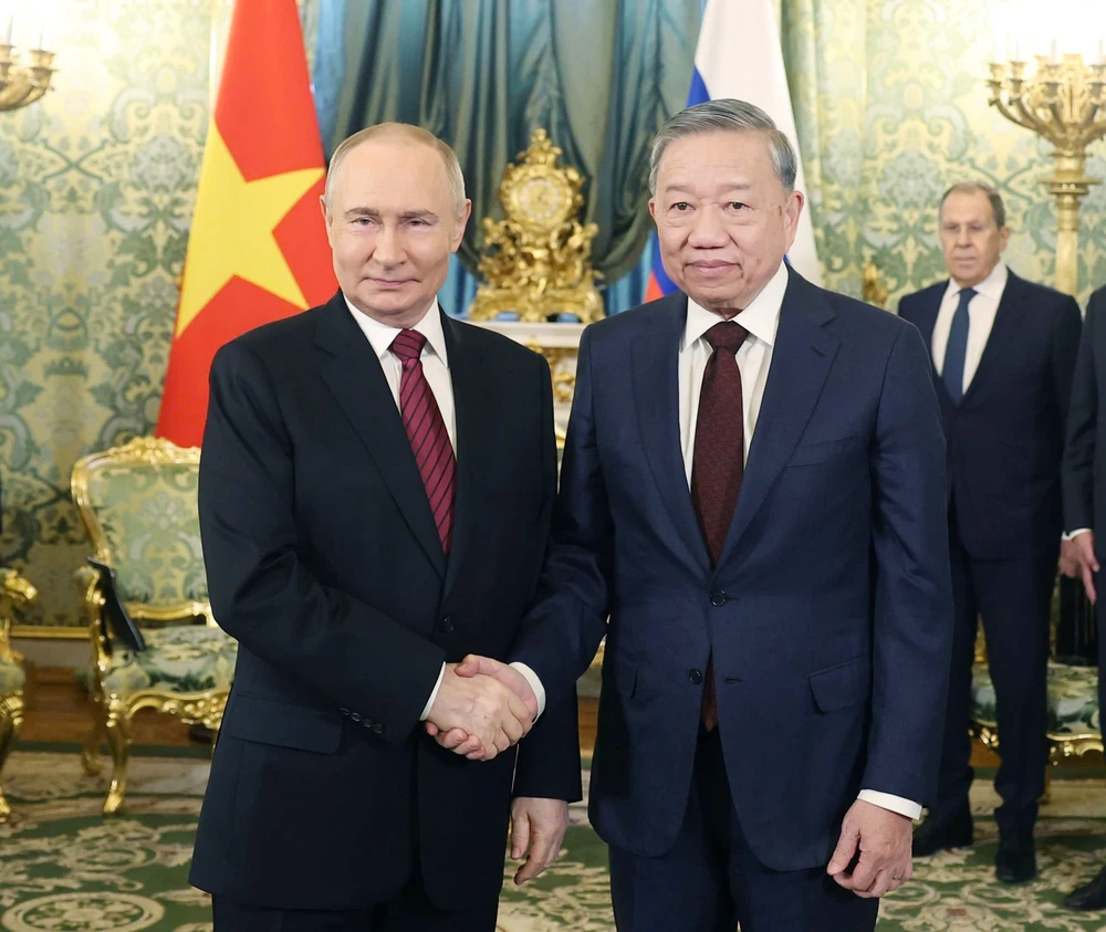 Tổng Bí thư Tô Lâm hội đàm hẹp với Tổng thống Nga Vladimir Putin - Ảnh 3.