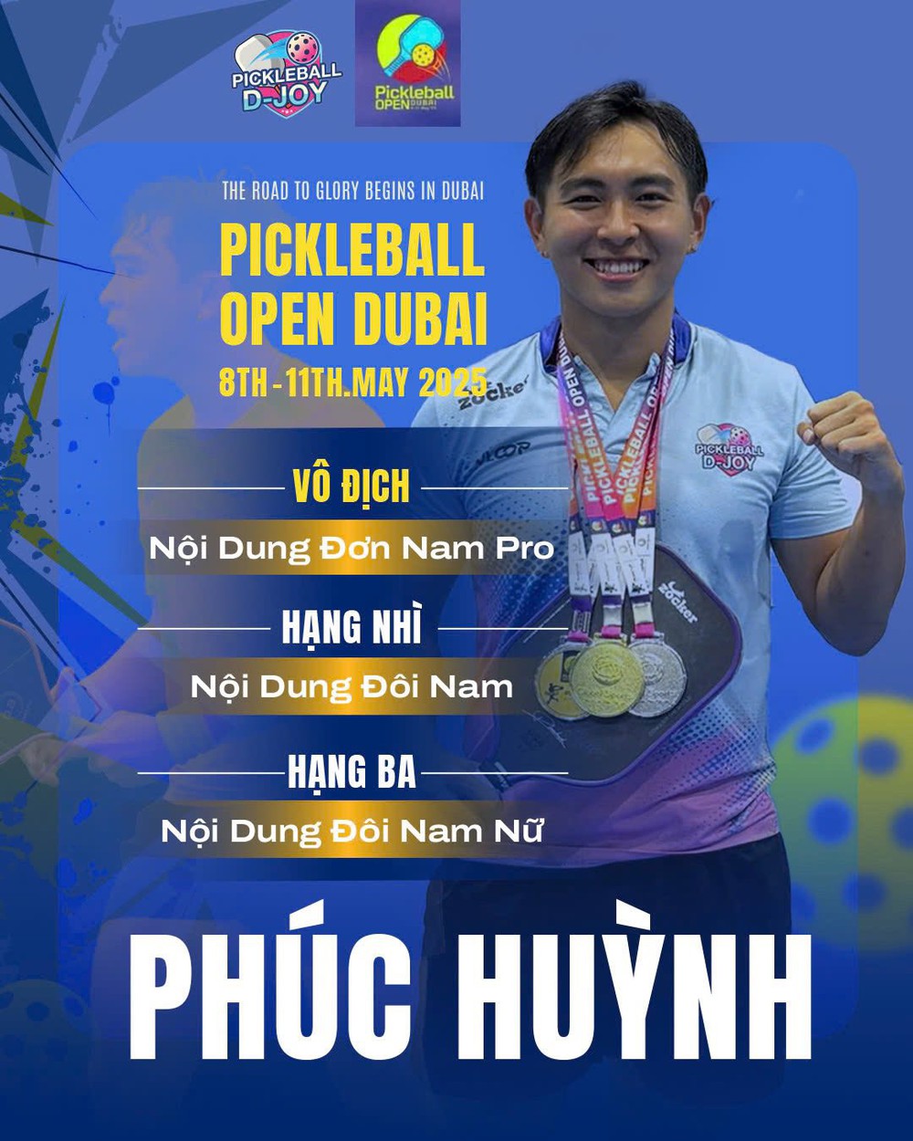 Phúc Huỳnh xuất sắc giành chức vô địch pickleball ở Dubai - Ảnh 1.