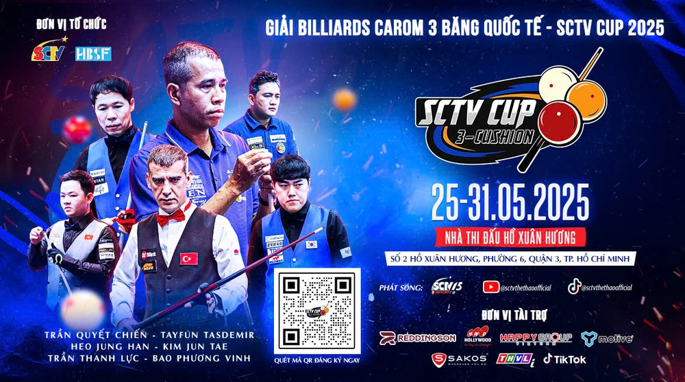 SCTV Cup 2025: Giải Billiards Carom 3 băng quốc tế – 500 triệu đồng chờ nhà vô địch - Ảnh 1. SCTV Cup 2025: Giải Billiards Carom 3 băng quốc tế – 500 triệu đồng chờ nhà vô địch - Ảnh 1.
