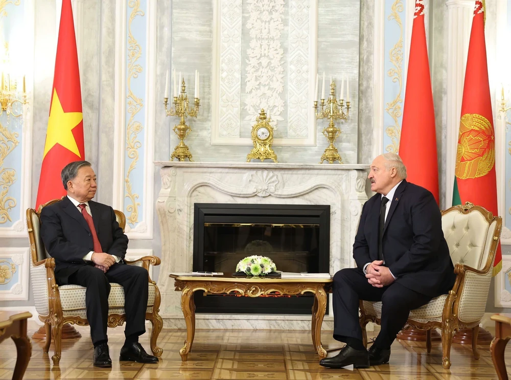 Tổng Bí thư Tô Lâm hội đàm với Tổng thống Belarus - Ảnh 3.
