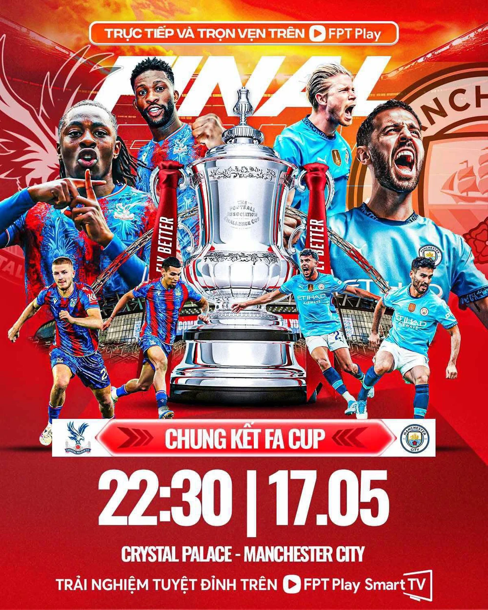 Link xem trực tiếp bóng đá Crystal Palace vs Man City, 22h30 ngày 17/5, chung kết FA Cup - Ảnh 2.