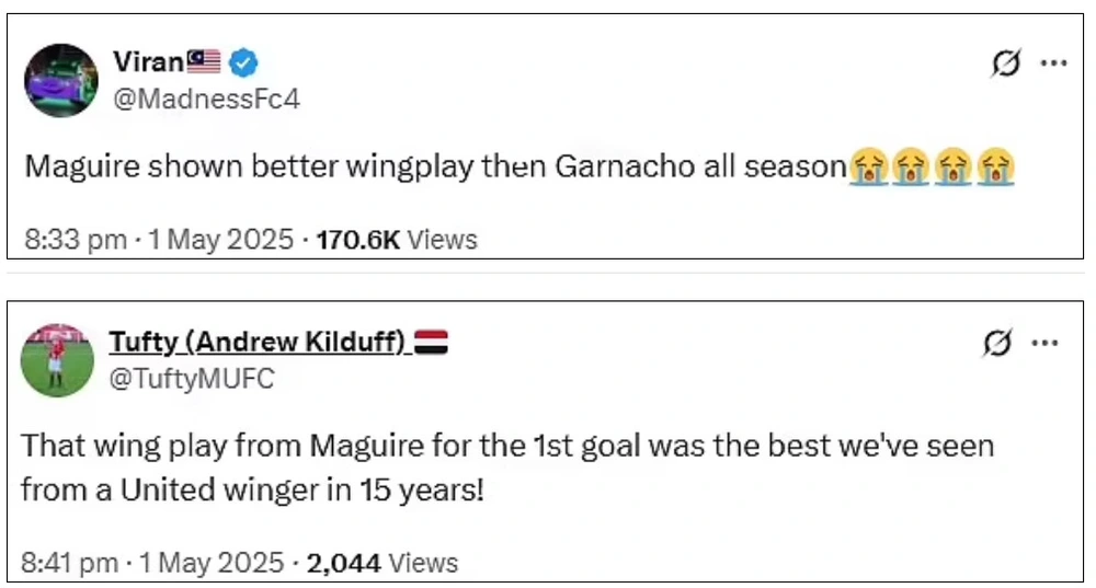 Maguire phô diễn kỹ thuật và tạt bóng siêu đỉnh, fan sửng sốt ví với Ronaldinho, Yamal - Ảnh 3. Maguire phô diễn kỹ thuật và tạt bóng siêu đỉnh, fan sửng sốt ví với Ronaldinho, Yamal - Ảnh 3.