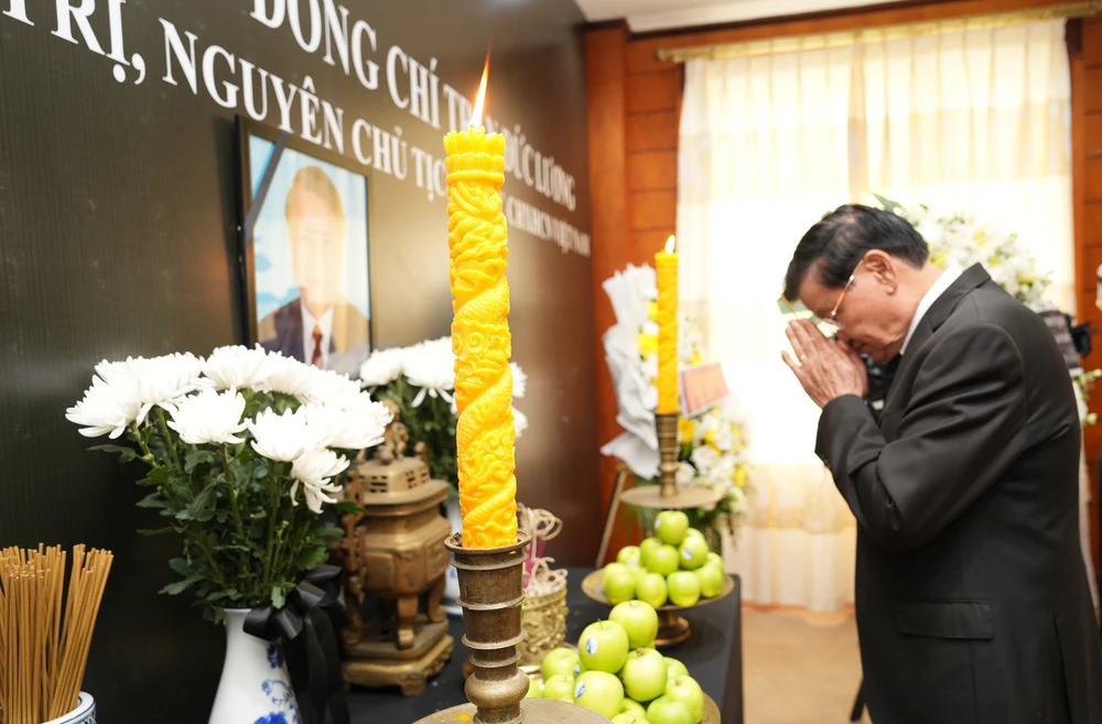 Lãnh đạo Đảng, Nhà nước Lào viếng nguyên Chủ tịch nước Trần Đức Lương - Ảnh 1.