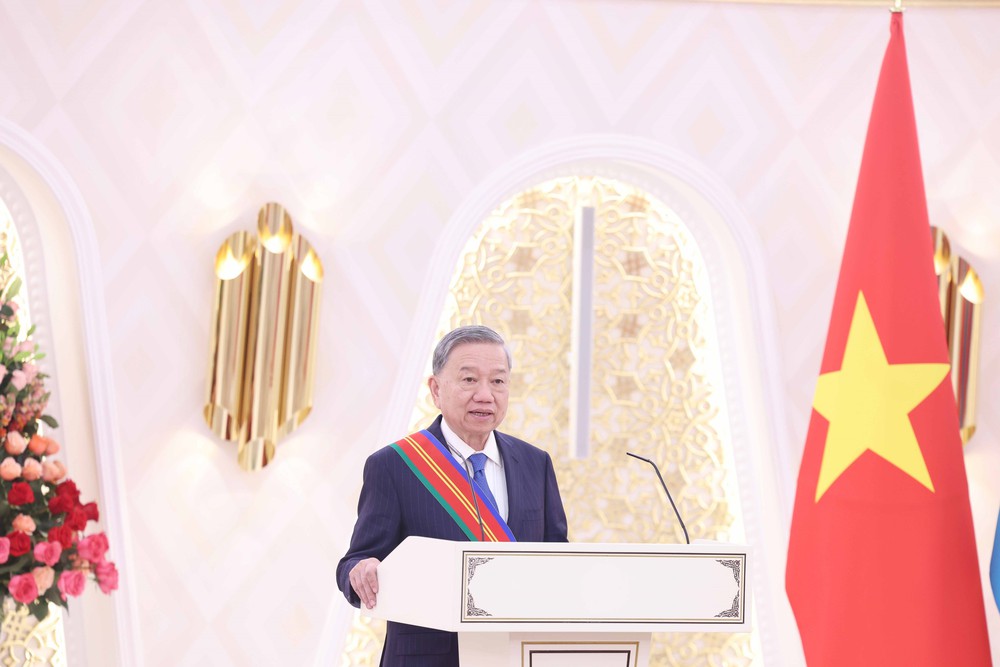 Hình ảnh Lễ trao tặng Huân chương Hữu nghị hạng Nhất của Kazakhstan cho Tổng Bí thư Tô Lâm - Ảnh 7. Hình ảnh Lễ trao tặng Huân chương Hữu nghị hạng Nhất của Kazakhstan cho Tổng Bí thư Tô Lâm - Ảnh 7.