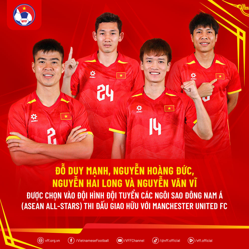 VFF xác nhận: HLV Kim Sang Sik triệu tập 4 tuyển thủ Việt Nam cho trận đấu với MU - Ảnh 1.