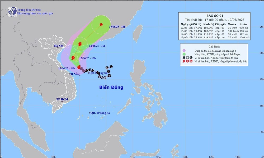 Ngày 14/6, bão số 1 có khả năng suy yếu dần - Ảnh 1.