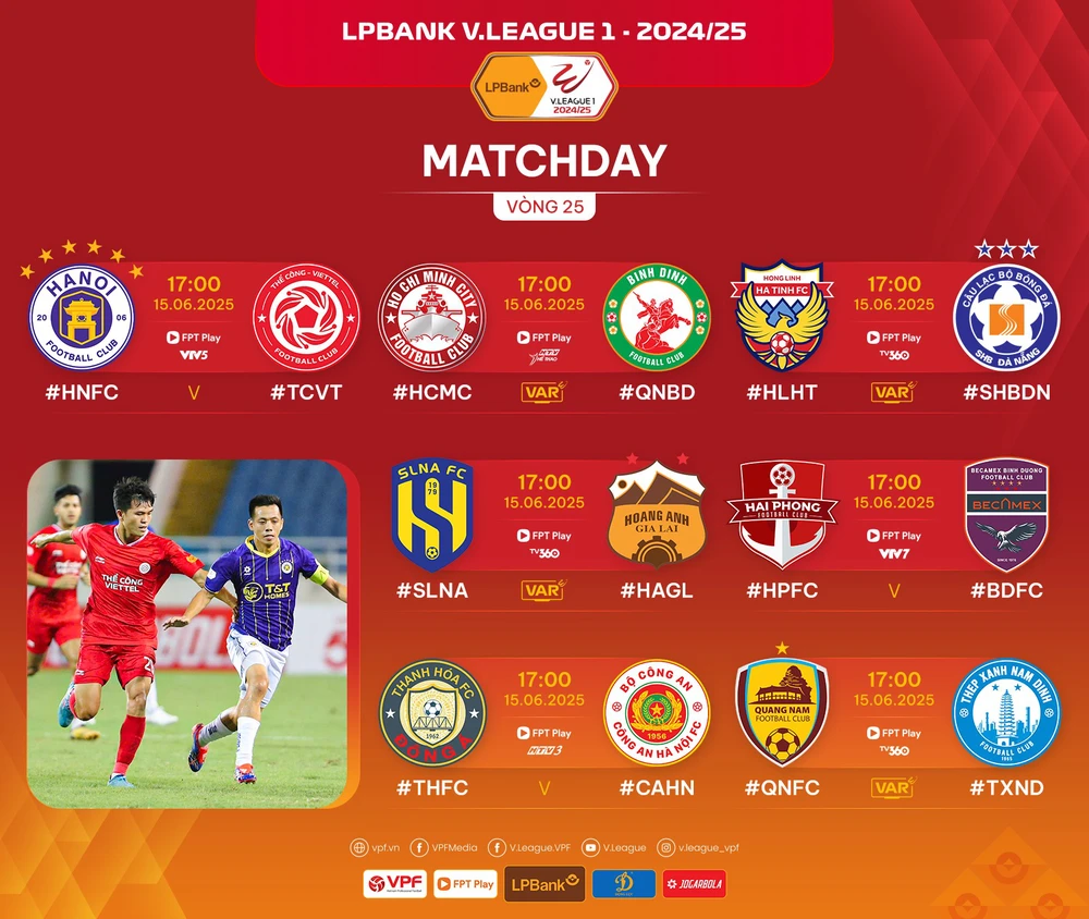 Lịch thi đấu bóng đá hôm nay 15/6: Sôi động V-League vòng áp chót - Ảnh 1.