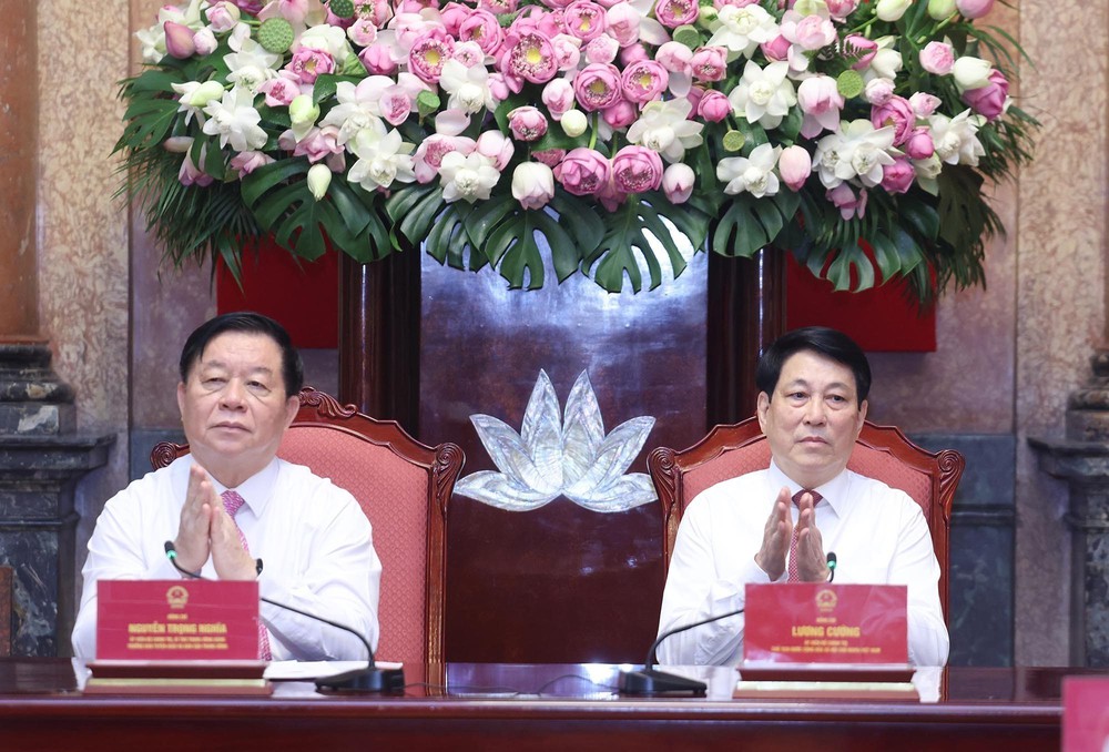 Chủ tịch nước Lương Cường gặp mặt các nhà báo tiêu biểu toàn quốc - Ảnh 4. Chủ tịch nước Lương Cường gặp mặt các nhà báo tiêu biểu toàn quốc - Ảnh 4.