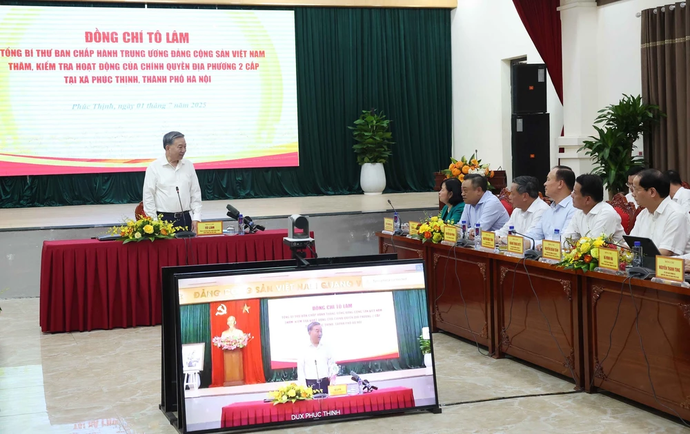 Tổng Bí thư kiểm tra hoạt động của chính quyền địa phương hai cấp tại xã Phúc Thịnh, Hà Nội - Ảnh 2.