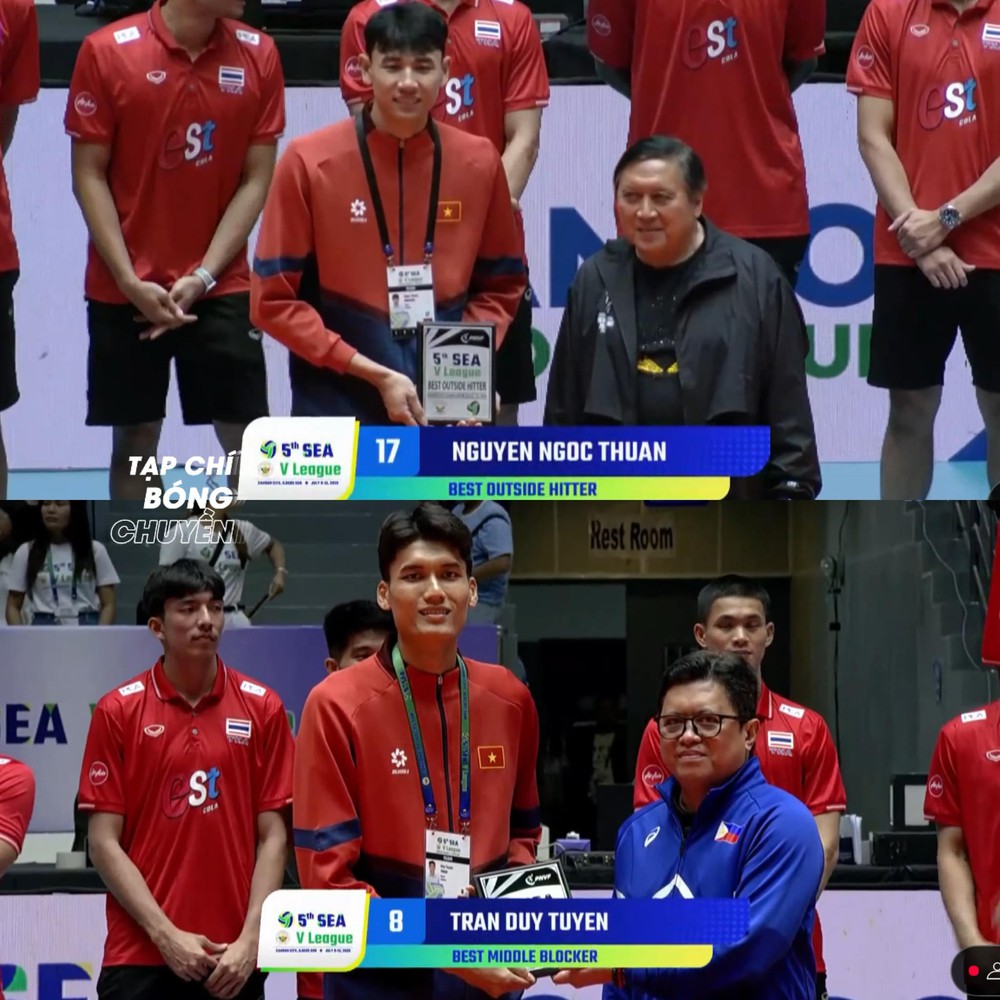 Chủ công Ngọc Thuân và phụ công Duy Tuyến được vinh danh sau chặng 1 SEA V.League 2025