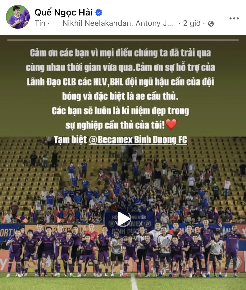 Quế Ngọc Hải chia tay Becamex Bình Dương Quế Ngọc Hải chia tay Becamex Bình Dương