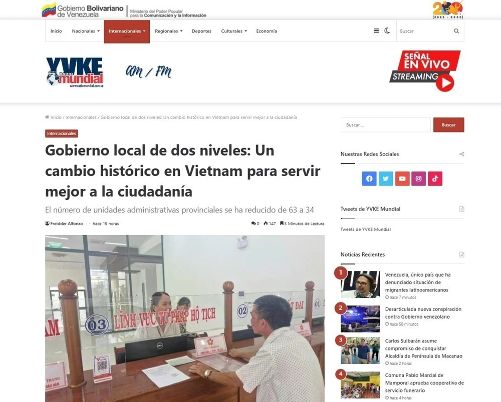 Truyền thông Venezuela đưa tin đậm nét về công cuộc &quot;sắp xếp lại giang sơn&quot; của Việt Nam - Ảnh 1.