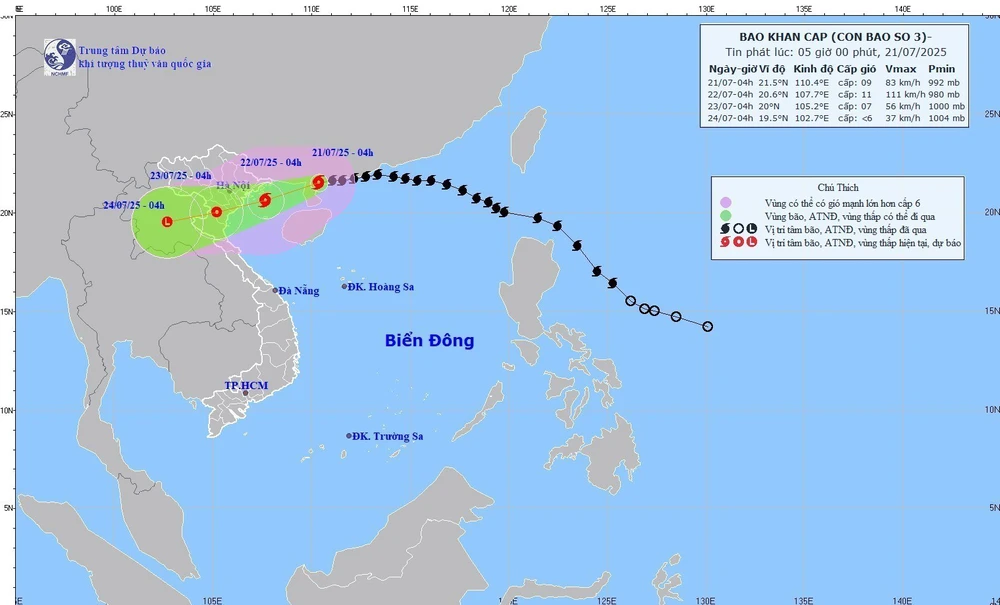 Cách Quảng Ninh - Hải Phòng khoảng 275 km, bão di chuyển hướng Tây Tây Nam, tốc độ 15–20 km/giờ - Ảnh 1.