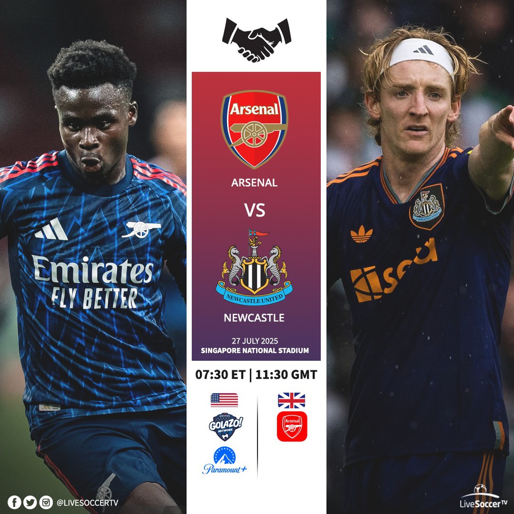Lịch thi đấu bóng đá hôm nay 27/7: Trực tiếp Arsenal vs Newcastle, nữ Anh vs nữ Tây Ban Nha - Ảnh 1.
