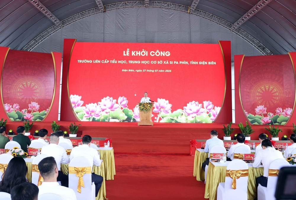 Tổng Bí Thư Tô Lâm dự Lễ khởi công Trường liên cấp Tiểu học, Trung học cơ sở xã Si Pa Phìn, tỉnh Điện Biên - Ảnh 5. Tổng Bí Thư Tô Lâm dự Lễ khởi công Trường liên cấp Tiểu học, Trung học cơ sở xã Si Pa Phìn, tỉnh Điện Biên - Ảnh 5.