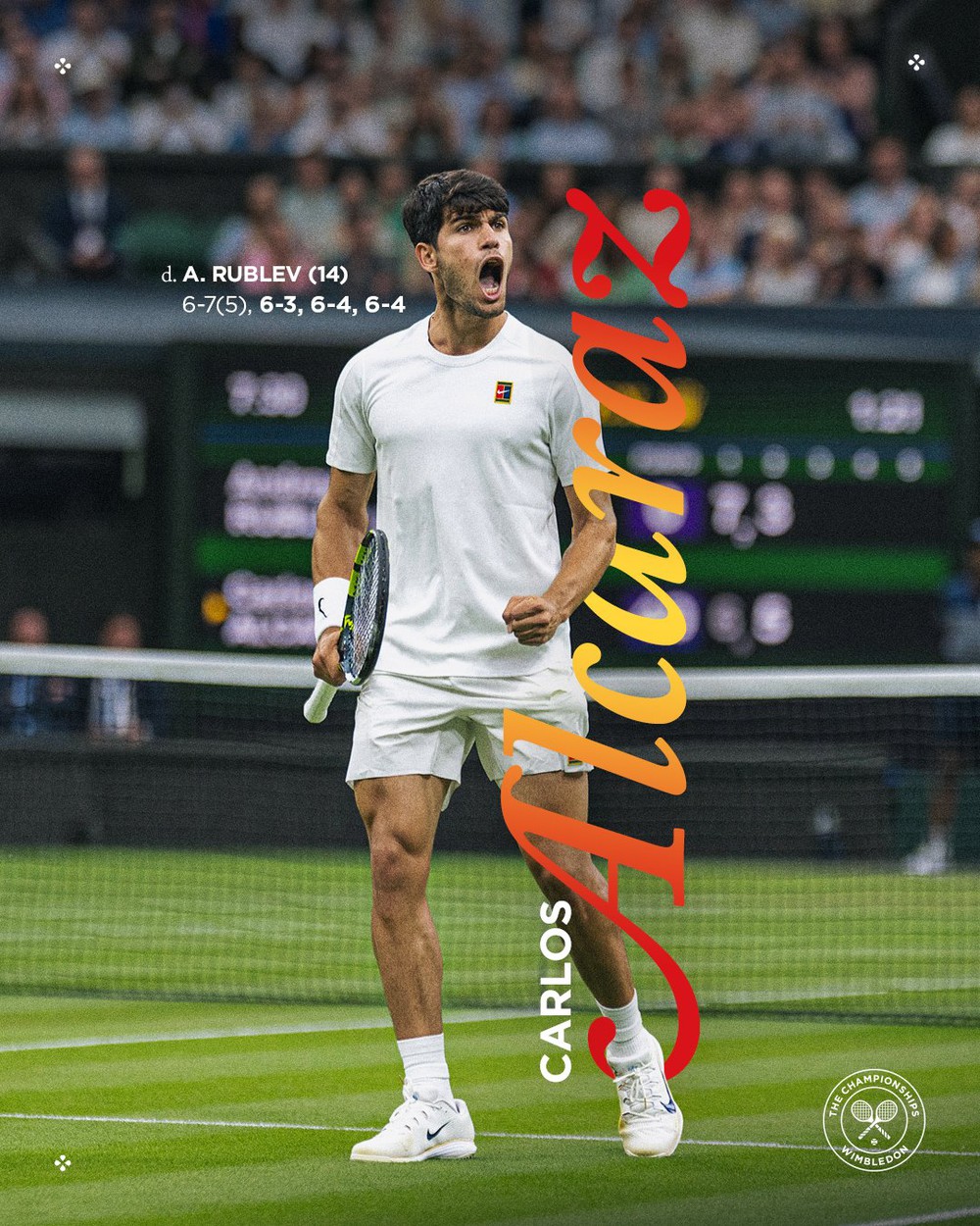 Carlos Alcaraz ngược dòng thắng Andrey Rublev ở Wimbledon 2025 - Ảnh 1.