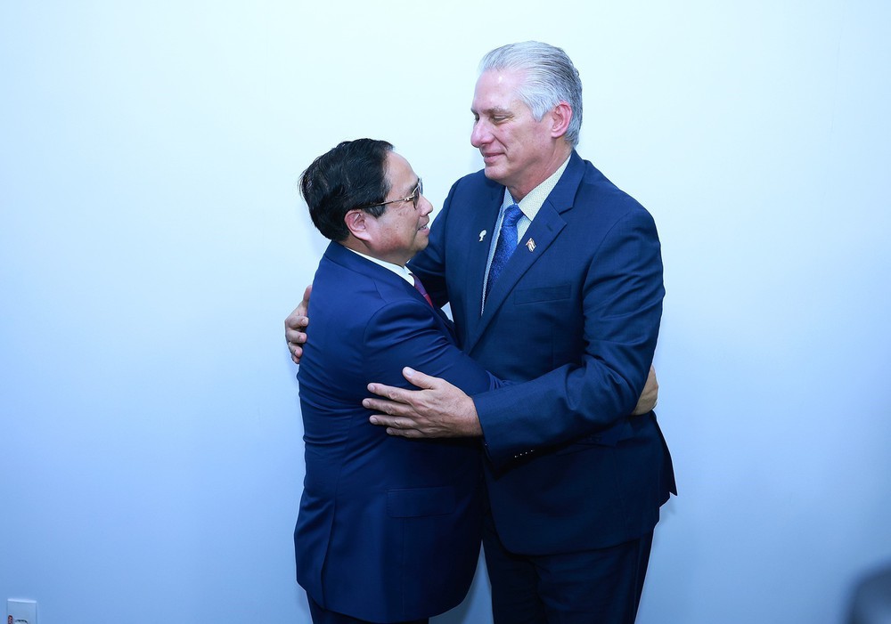 Thủ tướng Phạm Minh Chính hội kiến Chủ tịch Cuba Miguel Diaz Canel - Ảnh 1.