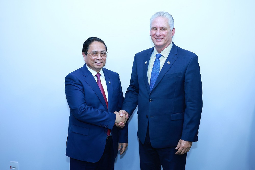 Thủ tướng Phạm Minh Chính hội kiến Chủ tịch Cuba Miguel Diaz Canel - Ảnh 2.