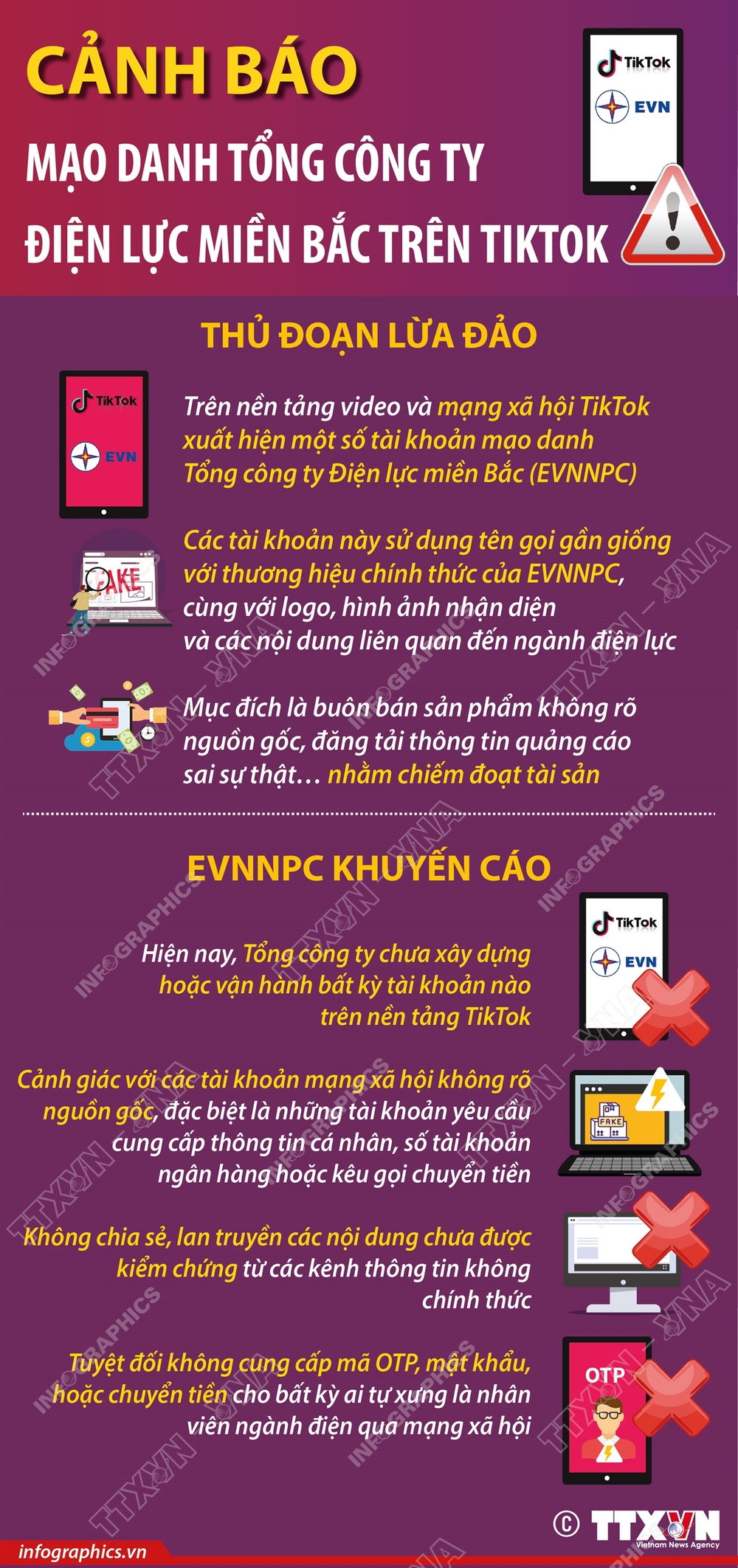 Cảnh báo mạo danh Tổng công ty Điện lực miền Bắc trên Tiktok - Ảnh 1.
