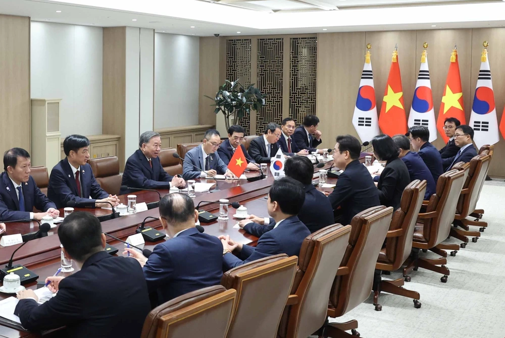 Tổng Bí thư Tô Lâm hội đàm với Tổng thống Hàn Quốc Lee Jae Myung - Ảnh 3.