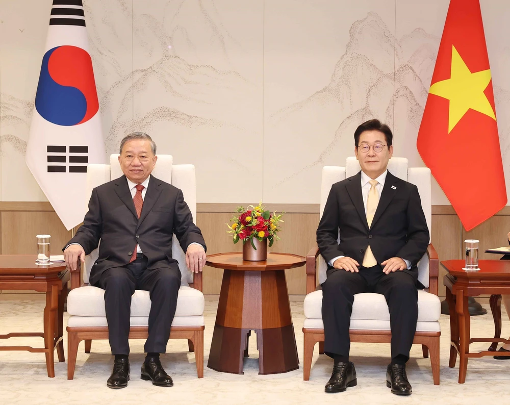 Tổng Bí thư Tô Lâm hội đàm với Tổng thống Hàn Quốc Lee Jae Myung - Ảnh 1.