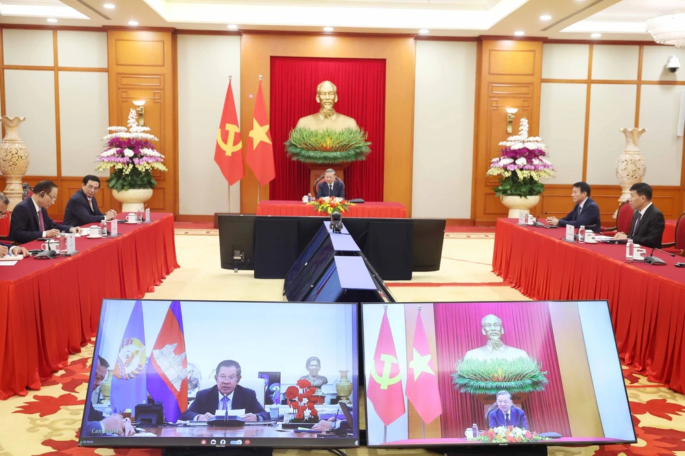 Tổng Bí thư Tô Lâm điện đàm với Chủ tịch Đảng Nhân dân Campuchia Hun Sen - Ảnh 3.