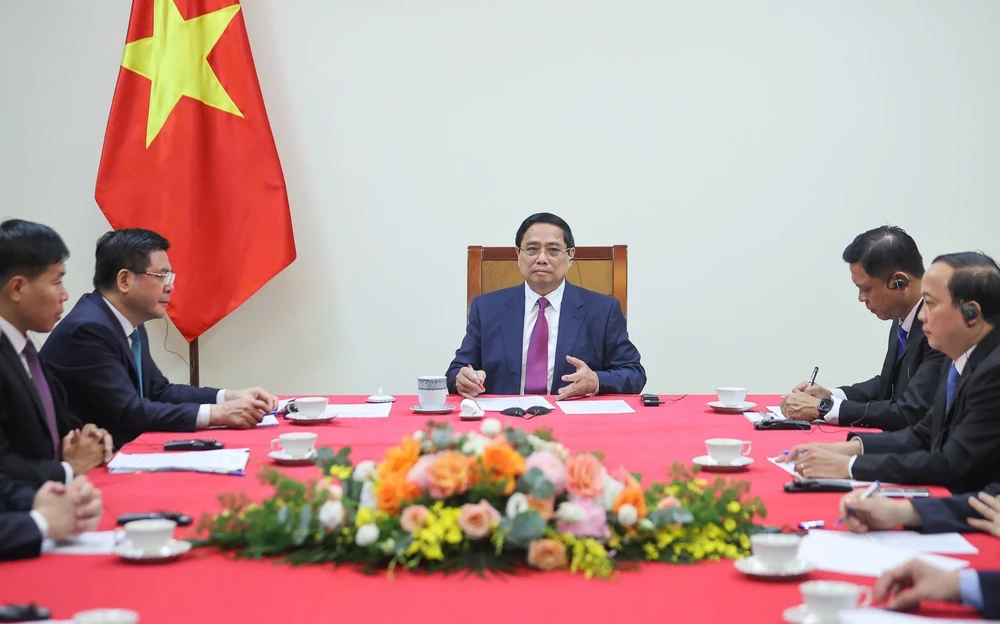 Thủ tướng Chính phủ Phạm Minh Chính điện đàm với Thủ tướng Campuchia Hun Manet - Ảnh 1.