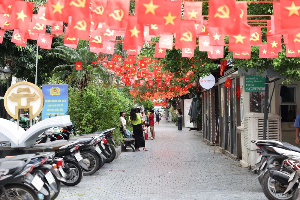 Phố phường Hà Nội “bừng sáng” sắc cờ Tổ quốc đón mừng Quốc khánh 2/9 - Ảnh 2.