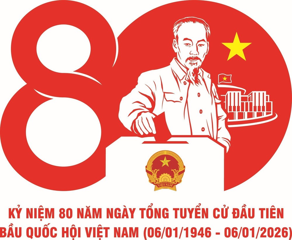 Mẫu biểu trưng chính thức Kỷ niệm 80 năm Ngày Tổng tuyển cử đầu tiên bầu Quốc hội Việt Nam - Ảnh 1.