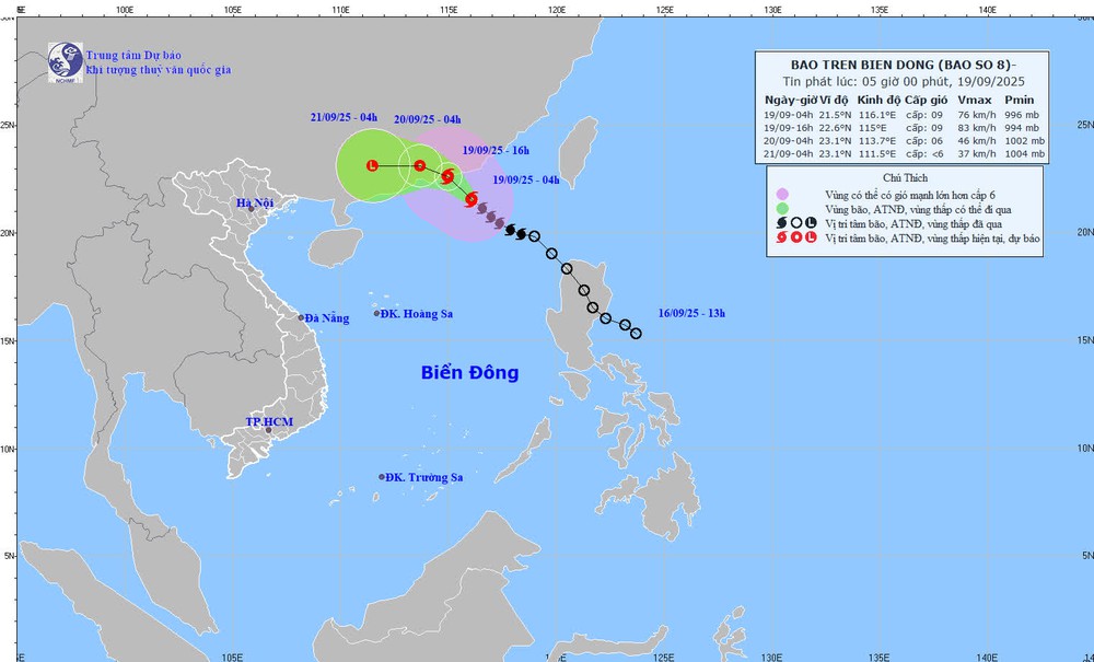 Dự báo thời tiết ngày 19/9: Bão số 8 cách Hong Kong (Trung Quốc) khoảng 240 km - Ảnh 1.