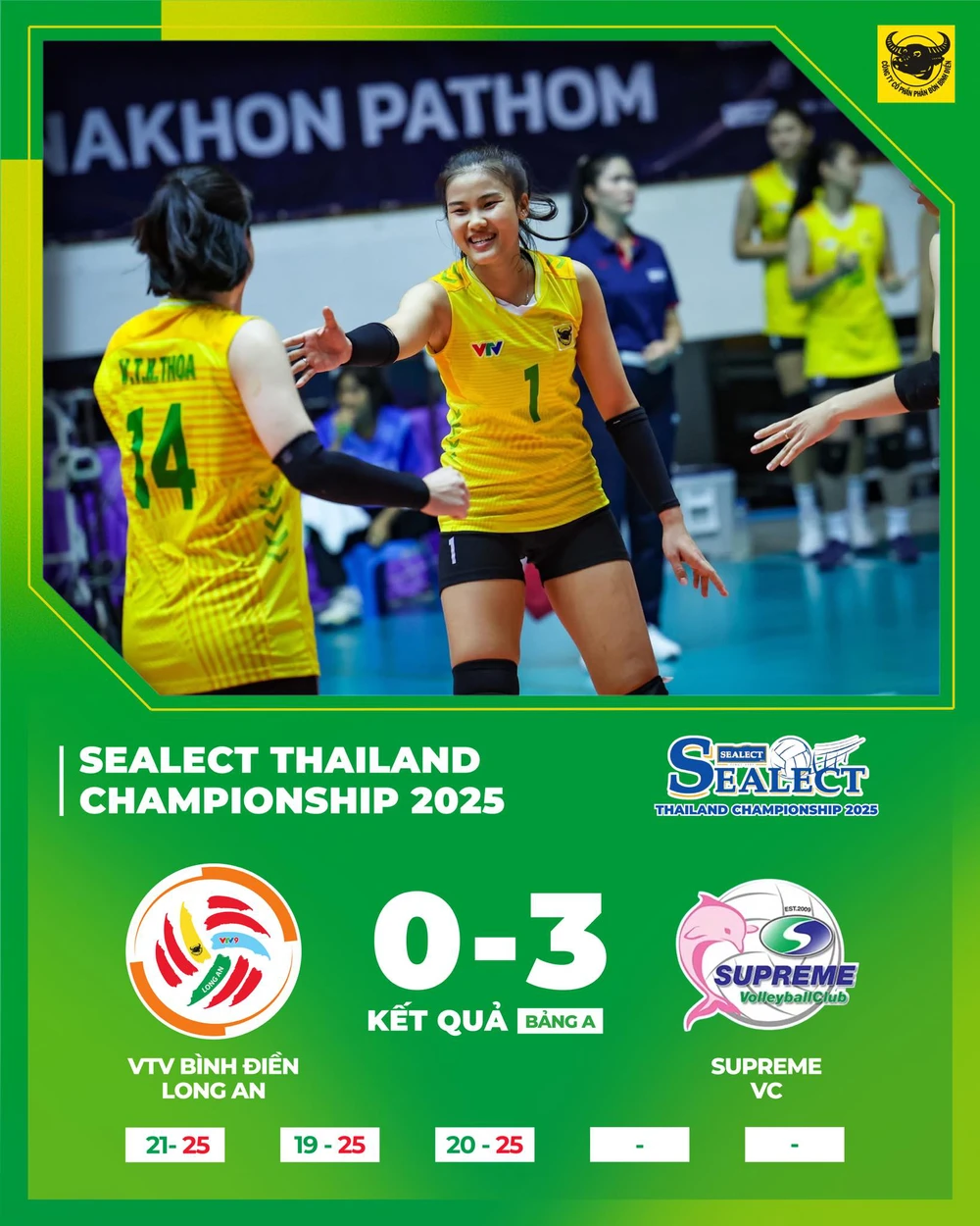 VTV Bình Điền Long An thất bại ở tứ kết SeaLect Cup 2025