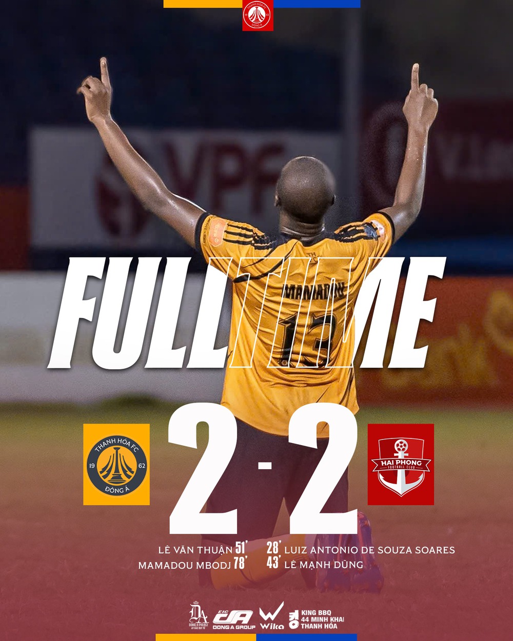 Kết quả V-League: Sao U23 Việt Nam tỏa sáng trong màu áo CLB Thanh Hóa; PVF-CAND chia điểm với SHB Đà Nẵng - Ảnh 1.