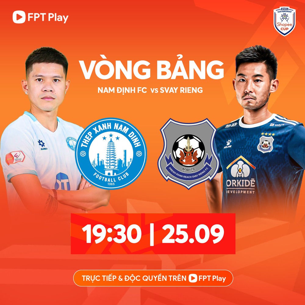 Link xem trực tiếp bóng đá Thép Xanh Nam Định vs Svay Rieng 19h30 hôm nay, Shopee Cup - Ảnh 2.