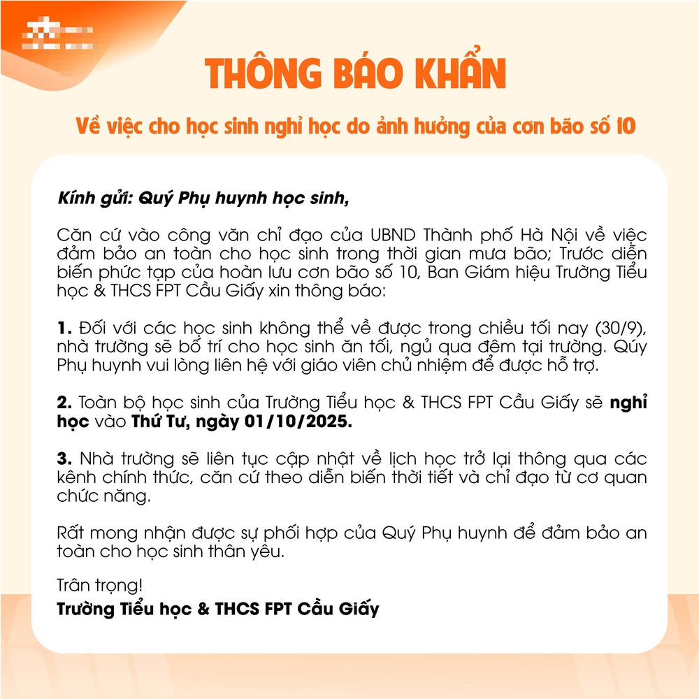 Hàng loạt trường học Hà Nội trông giữ học sinh qua đêm giữa tình hình mưa bão phức tạp - Ảnh 4.