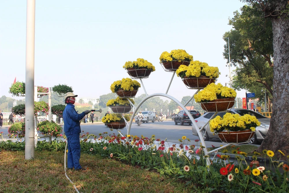 Hà Nội rực rỡ cờ hoa, sắt son niềm tin vào Đại hội XIV của Đảng - Ảnh 10.