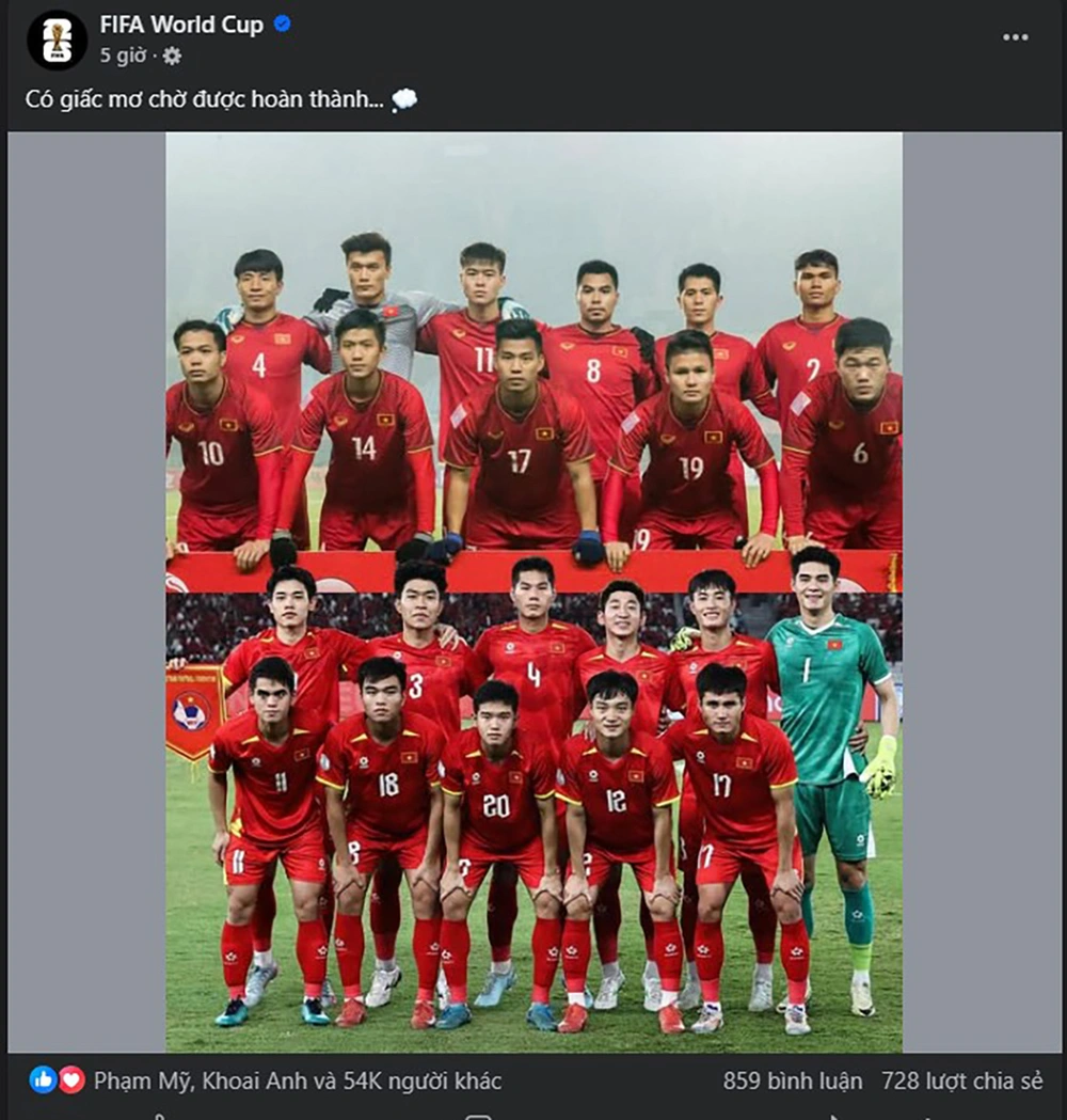 Fanpage của FIFA ủng hộ hành trình 'viết tiếp giấc mơ chưa được hoàn thành' của U23 Việt Nam - Ảnh 1.