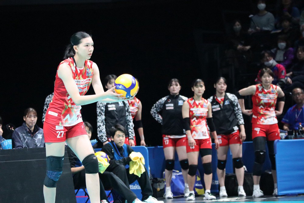 Phụ công Bích Thủy đã ghi tổng cộng 54 điểm sau 7 trận ra sân cho CLB Okayama Seagulls ở giải VĐQG Nhật Bản