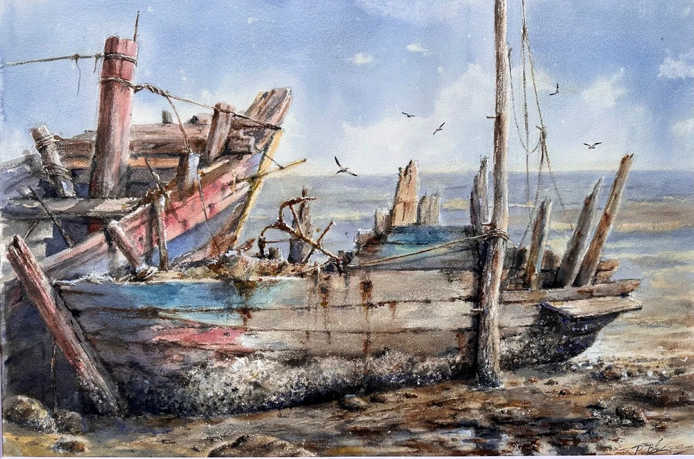 Hơn 100 tác phẩm, 9 họa sĩ… mở ra "Chuyện màu nước" - Ảnh 5.