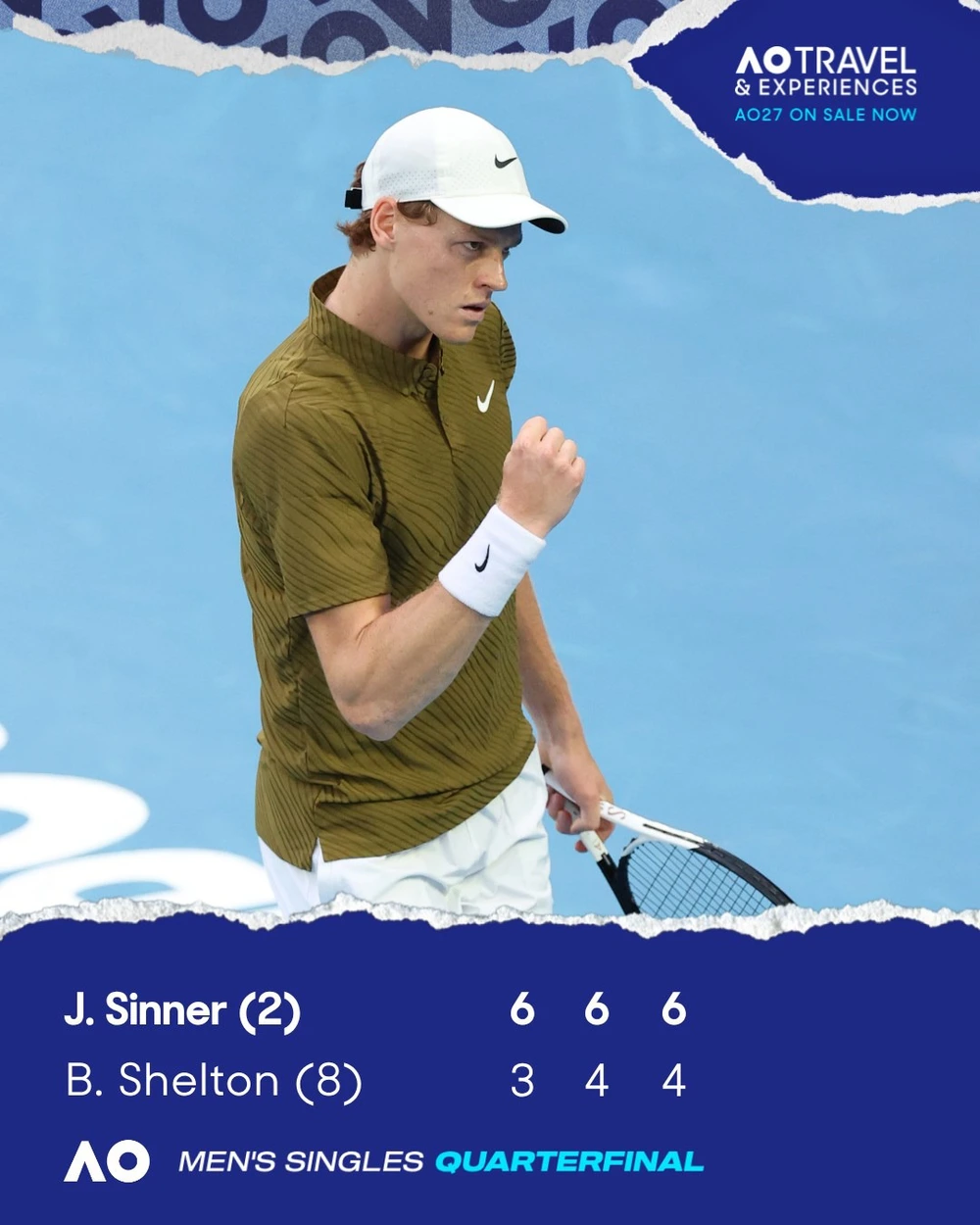 Thắng dễ Shelton, Sinner đối đầu Djokovic ở bán kết Australian Open 2026 - Ảnh 1.