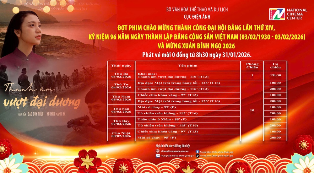 Hà Nội chiếu 6 phim đặc sắc miễn phí "mừng Đảng - mừng Xuân 2026" - Ảnh 1.