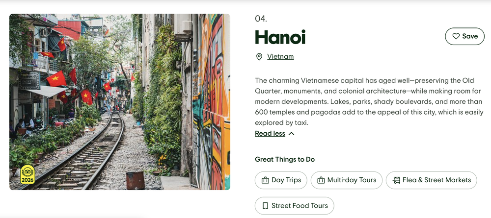 Vượt nhiều thành phố nổi tiếng, Hà Nội vào Top 4 điểm đến hàng đầu thế giới 2026 - Ảnh 1.