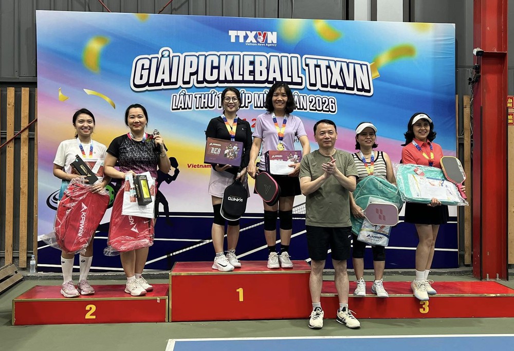 Báo Thể thao & Văn hóa vô địch đôi nữ giải pickleball TTXVN – Cúp Mùa Xuân 2026 - Ảnh 1. Báo Thể thao & Văn hóa vô địch đôi nữ giải pickleball TTXVN – Cúp Mùa Xuân 2026 - Ảnh 1.