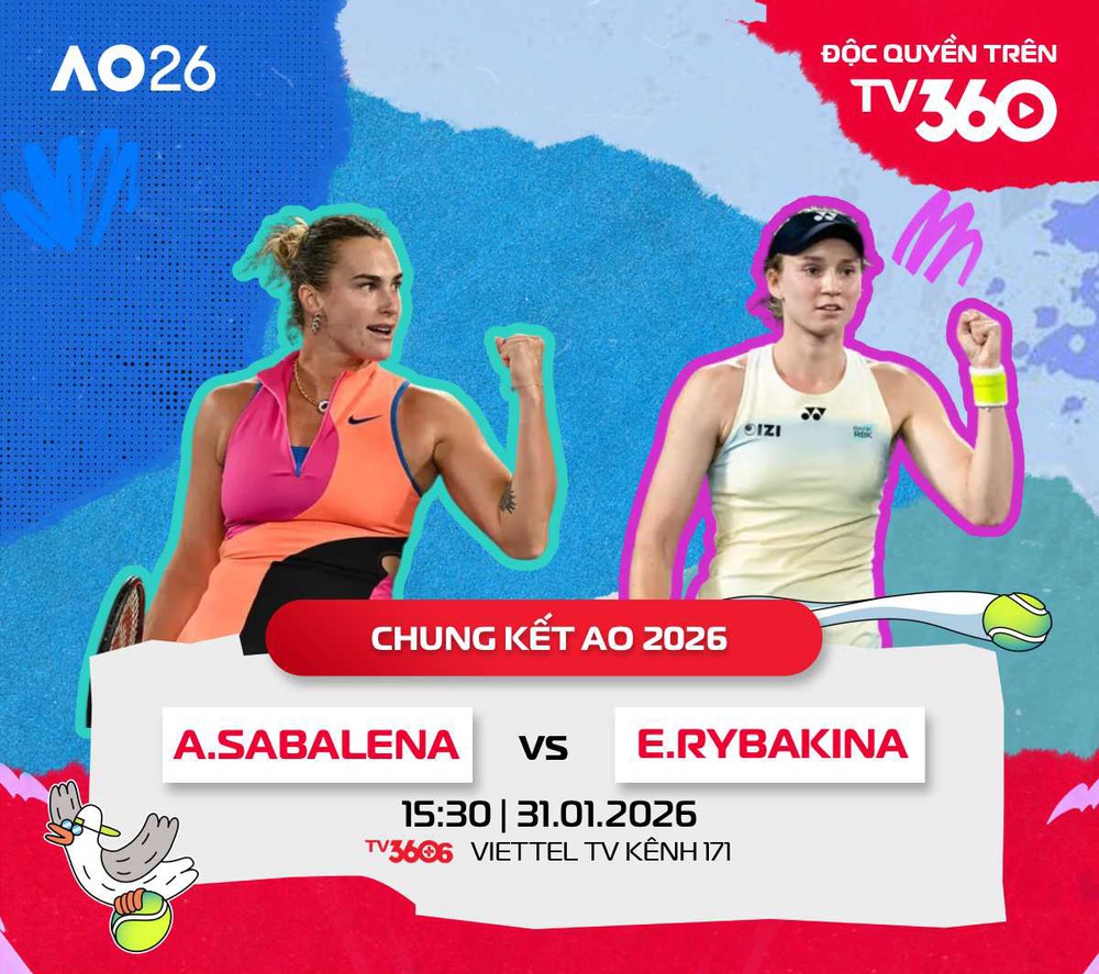 Link xem trực tiếp Sabalenka vs Rybakina 15h30 hôm nay, chung kết đơn nữ Australian Open 2026 - Ảnh 2. Link xem trực tiếp Sabalenka vs Rybakina