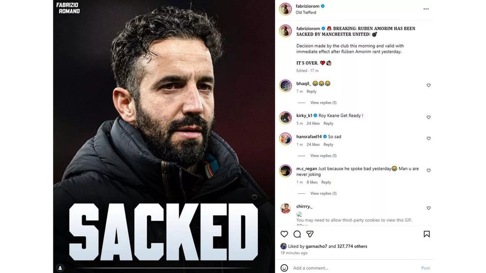 Garnacho có hành động bất ngờ sau khi MU quyết định sa thải HLV Ruben Amorim - Ảnh 1. Garnacho có hành động bất ngờ sau khi MU quyết định sa thải HLV Ruben Amorim - Ảnh 1.